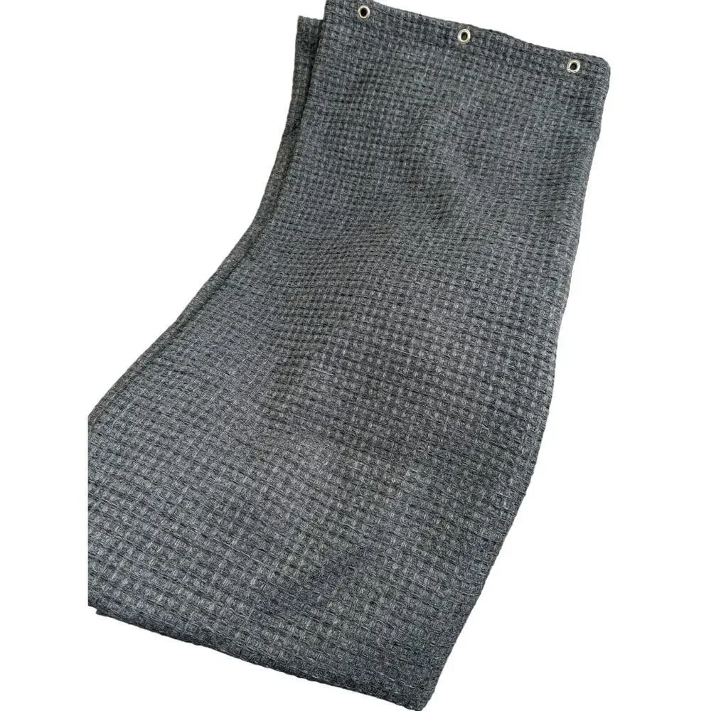MARLED CHARCOAL GRAY WOVEN, FABRIC SHOWER CURTAIN, WAFFLED/BASKET WEAVE! SZ- STD